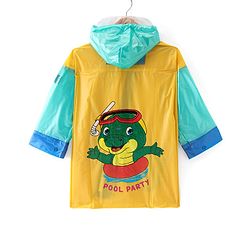 Babyhug Full Sleeves Below Knee Length Hooded Raincoat Minnie Mouse & Crocodile  Print - Yellow