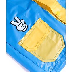 Babyhug Full Sleeves Below Knee Length Hooded Raincoat with Dino Print - Blue