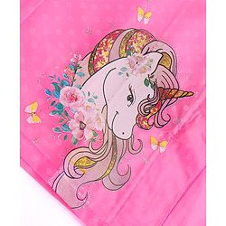 Babyhug Full Sleeves Below Knee Length Hooded Raincoat with Polka Dots & Unicorn Print - Pink