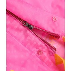 Babyhug Full Sleeves Below Knee Length Hooded Raincoat with Polka Dots & Unicorn Print - Pink