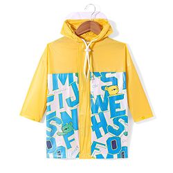 Babyhug Full Sleeves Below Knee Length Hooded Raincoat with Text Print - Yellow