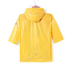 Babyhug Full Sleeves Below Knee Length Hooded Raincoat with Text Print - Yellow