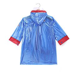 Babyhug Full Sleeves Below Knee Length Hooded Raincoat with Monster Print - Blue