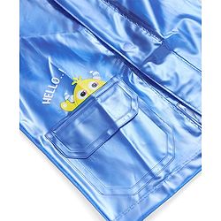 Babyhug Full Sleeves Below Knee Length Hooded Raincoat with Monster Print - Blue