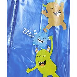 Babyhug Full Sleeves Below Knee Length Hooded Raincoat with Monster Print - Blue