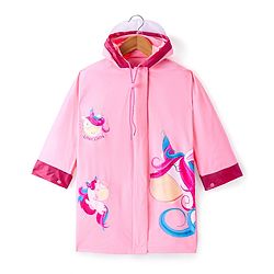 Babyhug Full Sleeves Below Knee Length Raincoat Unicorn Print - Pink
