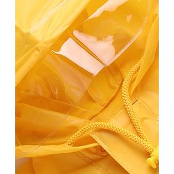Babyhug Full Sleeves Hooded Below Knee Length Raincoat with Dino Print - Yellow