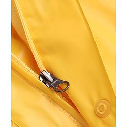 Babyhug Full Sleeves Hooded Below Knee Length Raincoat with Dino Print - Yellow