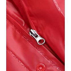 Babyhug Full Sleeves Below Knee Length Hooded Raincoat with Dino Print - Red