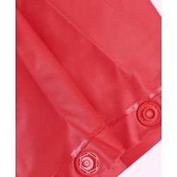 Babyhug Full Sleeves Below Knee Length Hooded Raincoat with Dino Print - Red
