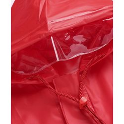 Babyhug Full Sleeves Below Knee Length Hooded Raincoat with Dino Print - Red