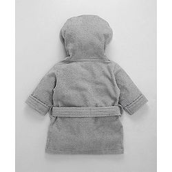Babyhug Full Sleeves 3D Hooded Bathrobe Elephant Design - Light Grey - 4-5 YRS Grey
