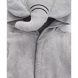 Babyhug Full Sleeves 3D Hooded Bathrobe Elephant Design - Light Grey - 4-5 YRS Grey