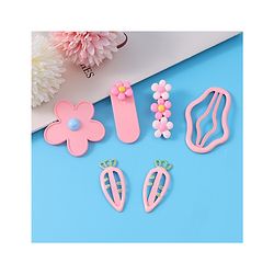 Babyhug Hair Pins And Clips with Floral Applique Free Size Pack of 6 - Pink