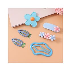 Babyhug Hair Pins And Clips with Floral Applique Free Size Pack of 6 - Pink