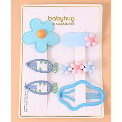 Babyhug Hair Pins And Clips with Floral Applique Free Size Pack of 6 - Pink