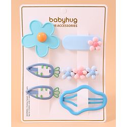 Babyhug Hair Pins And Clips with Floral Applique Free Size Pack of 6 - Pink