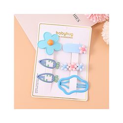 Babyhug Hair Pins And Clips with Floral Applique Free Size Pack of 6 - Pink