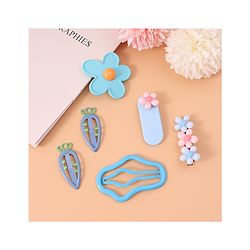 Babyhug Hair Pins And Clips with Floral Applique Free Size Pack of 6 - Pink