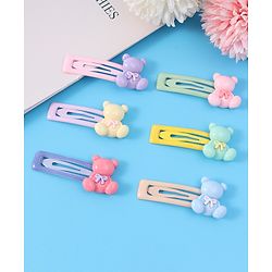 Babyhug Teddy Applique Snap Clips Pack of 6 - Multicolor