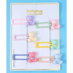 Babyhug Teddy Applique Snap Clips Pack of 6 - Multicolor