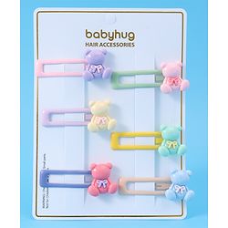 Babyhug Teddy Applique Snap Clips Pack of 6 - Multicolor