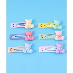 Babyhug Teddy Applique Snap Clips Pack of 6 - Multicolor
