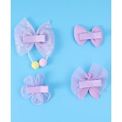 Babyhug Free Size Hair Pins & Clips with Bow & FLoral Applique Pack of 6  - Purple