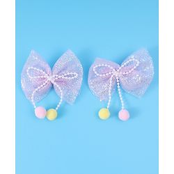 Babyhug Free Size Hair Pins & Clips with Bow & FLoral Applique Pack of 6  - Purple