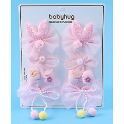 Babyhug Free Size Hair Pins & Clips with Bow & FLoral Applique Pack of 6  - Purple