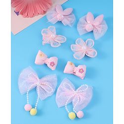 Babyhug Free Size Hair Pins & Clips with Bow & FLoral Applique Pack of 6  - Purple