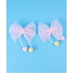 Babyhug Free Size Hair Pins & Clips with Bow & FLoral Applique Pack of 6  - Purple