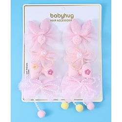 Babyhug Free Size Hair Pins & Clips with Bow & FLoral Applique Pack of 6  - Purple