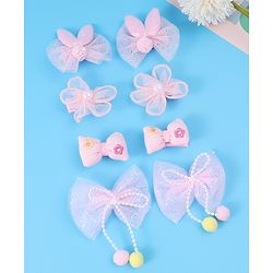 Babyhug Free Size Hair Pins & Clips with Bow & FLoral Applique Pack of 6  - Purple