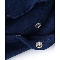 Babyhug 100 % Cotton Knit Full Sleeves Frock Style Onesie With Hairband Polka Dot Print-Navy Blue