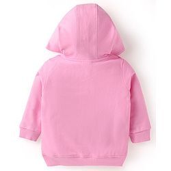 Babyhug Terry Knit Full Sleeves Cut & Sew Hooded Sweatshirt with Text Print & Joggers - Pink