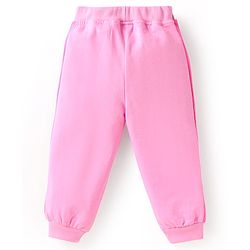 Babyhug Terry Knit Full Sleeves Cut & Sew Hooded Sweatshirt with Text Print & Joggers - Pink