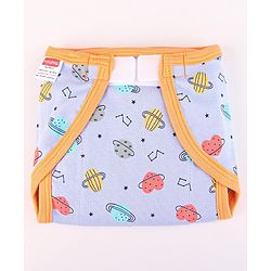 Babyhug Interlock Dyed Velcro Cloth Nappies Solar Printed Small Pack of 5 - Multicolor