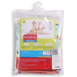 Babyhug Interlock Dyed Velcro Cloth Nappies Solar Printed Small Pack of 5 - Multicolor