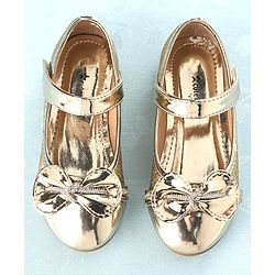 Cute Walk By Babyhug Ballerinas With Velcro Closure & Bow Applique - Golden