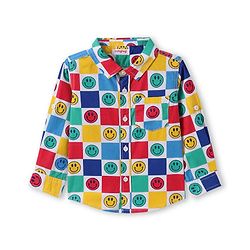 Babyhug Cotton Knit Full Sleeves Smiley Printed Shirt with T-Shirt - Navy Blue White & Yellow