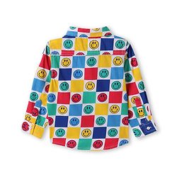 Babyhug Cotton Knit Full Sleeves Smiley Printed Shirt with T-Shirt - Navy Blue White & Yellow