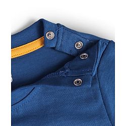 Babyhug Cotton Knit Full Sleeves Smiley Printed Shirt with T-Shirt - Navy Blue White & Yellow