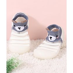 Cute Walk by Babyhug Socks Shoes Bear Print - Blue & White