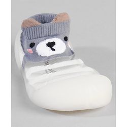 Cute Walk by Babyhug Socks Shoes Bear Print - Blue & White
