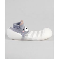Cute Walk by Babyhug Slip On Socks Shoes  with Teddy Bear Design - Blue