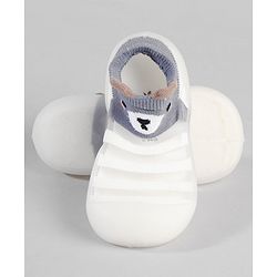 Cute Walk by Babyhug Socks Shoes Bear Print - Blue & White