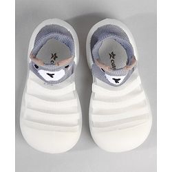 Cute Walk by Babyhug Slip On Socks Shoes  with Teddy Bear Design - Blue