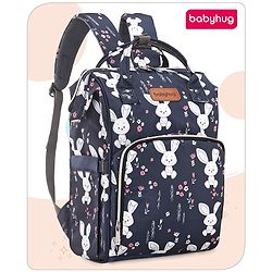 Babyhug Multifunctional Diaper Backpack Bunny Print- Navy Blue
