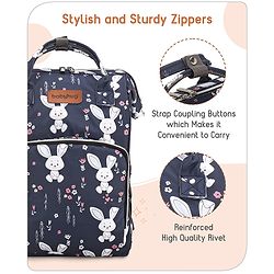 Babyhug Multifunctional Diaper Backpack Bunny Print- Navy Blue